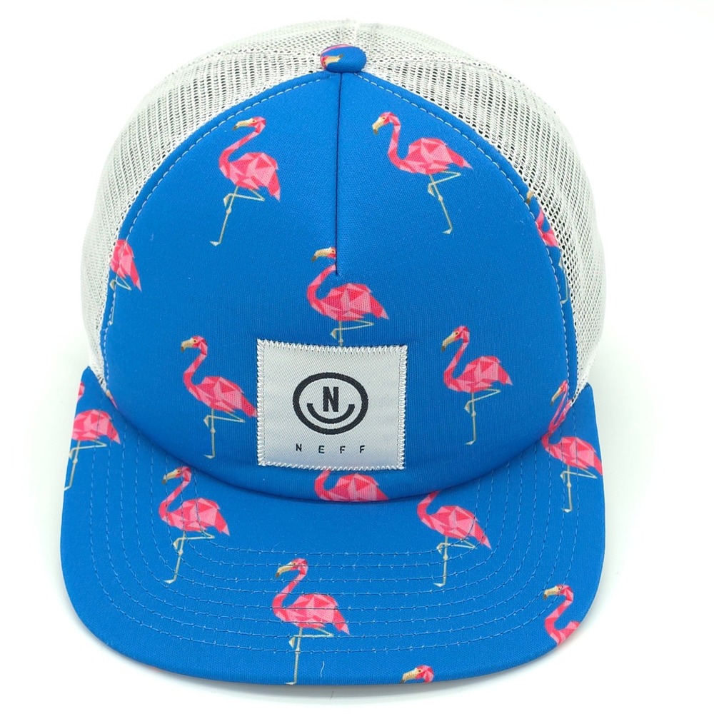 Neff Hat Cap Mens Snap Back OSFM Blue Pink Mesh Trucker Skate Surf Streetwear